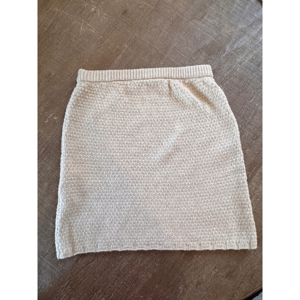 Free People Cream Boucle Knit Mini Skirt  Womens XS Textured Stretch